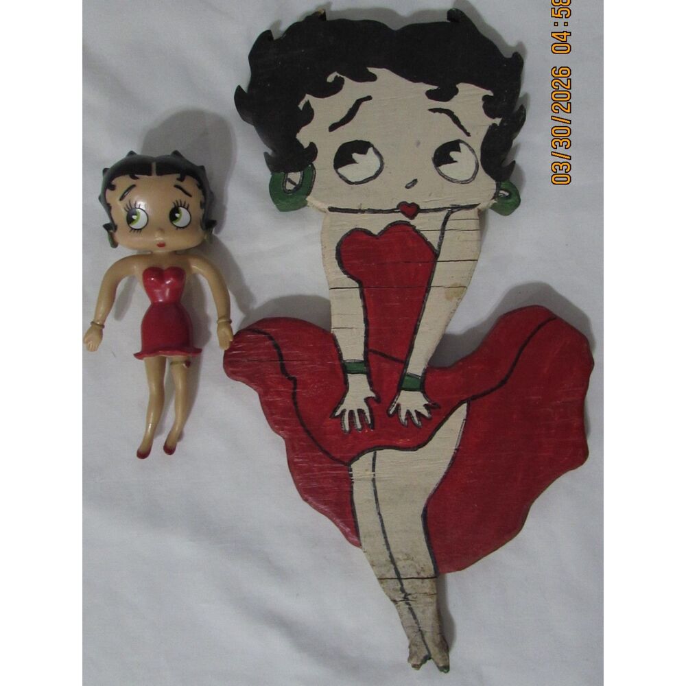 Betty Boop wood plaque, betty boop rubber doll